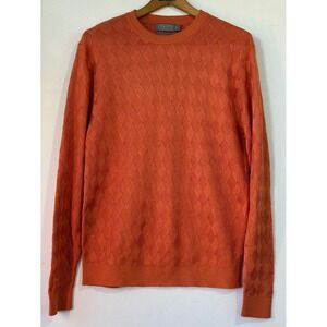 Talbots Sweater Silk Cotton Diamond‎ Knit Mens M Orange Excellent